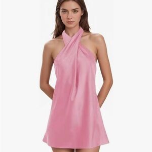 Satin Halter Dress Open Back